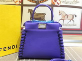 Fendi Mini Peekaboo Light Blue Leather Handbag With Weave for Sale