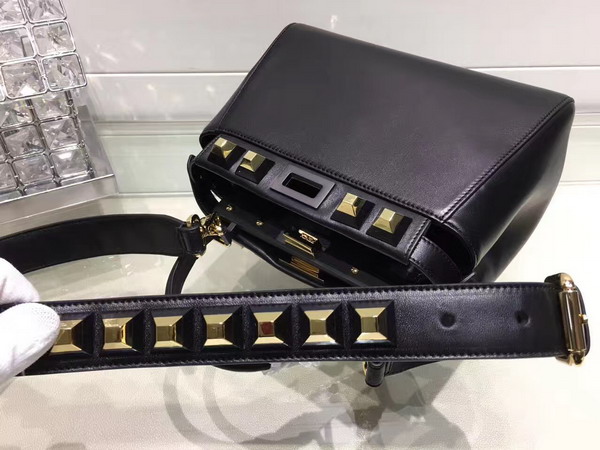 Fendi Mini Peekaboo Nappa Handbag with Studs Black For Sale