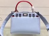 Fendi Mini Peekaboo Nappa Handbag with Studs Light Blue For Sale