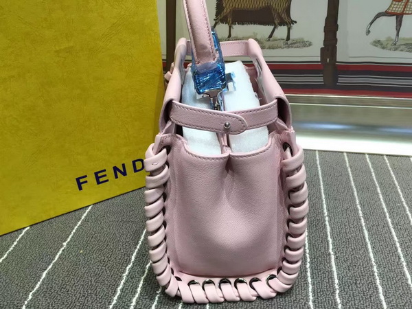 Fendi Mini Peekaboo Pink Nappa Handbag With Weave for Sale