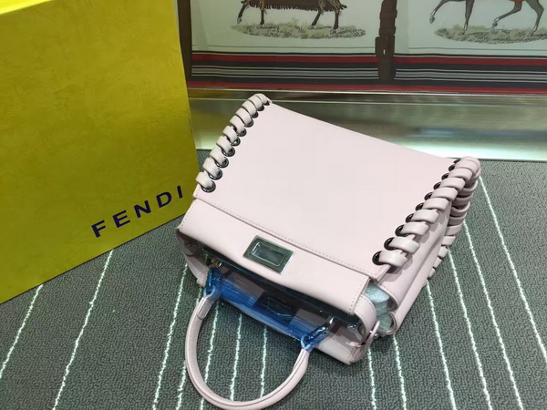 Fendi Mini Peekaboo Pink Nappa Handbag With Weave for Sale