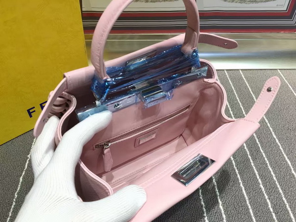 Fendi Mini Peekaboo Pink Nappa Handbag With Weave for Sale