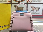 Fendi Mini Peekaboo Pink Nappa Handbag With Weave for Sale