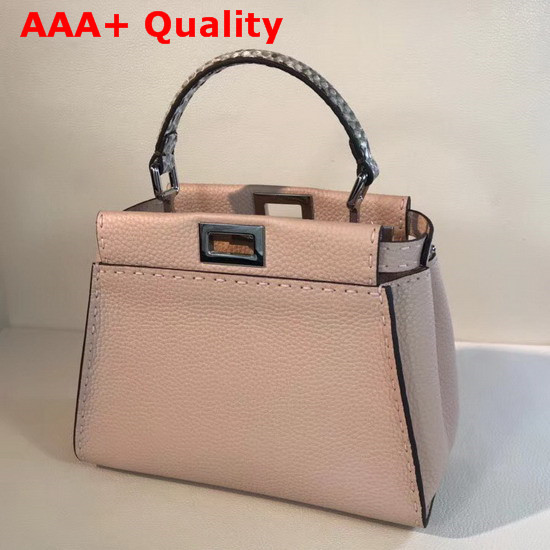 Fendi Mini Peekaboo Pink Selleria Handbag with Python Details Replica
