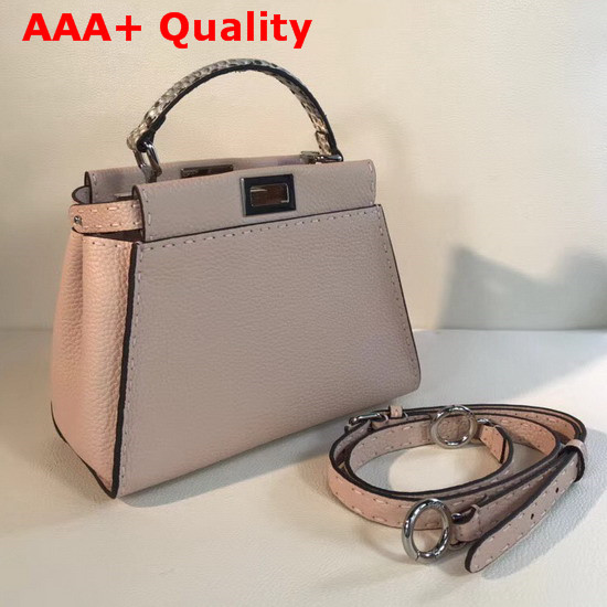 Fendi Mini Peekaboo Pink Selleria Handbag with Python Details Replica