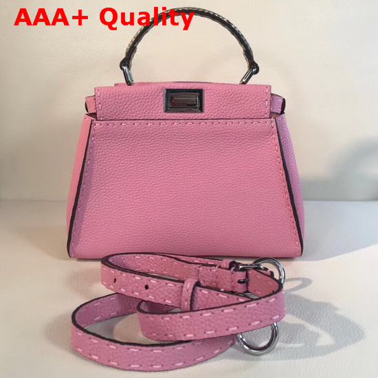 Fendi Mini Peekaboo Selleria Handbag with Python Details Prawn Pink Replica