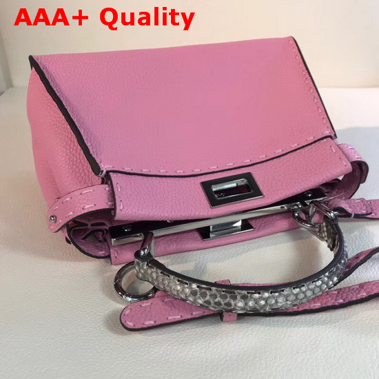 Fendi Mini Peekaboo Selleria Handbag with Python Details Prawn Pink Replica