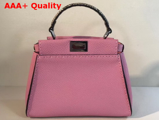 Fendi Mini Peekaboo Selleria Handbag with Python Details Prawn Pink Replica