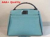 Fendi Mini Peekaboo Selleria Handbag with Python Details Turquoise Replica