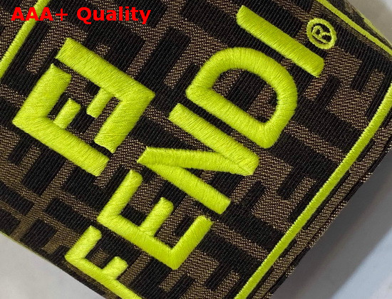 Fendi Mini Roma Amor Mon Tresor Bucket Bag Jacquard FF Logo Fabric Lemon Embroidered Logo Replica