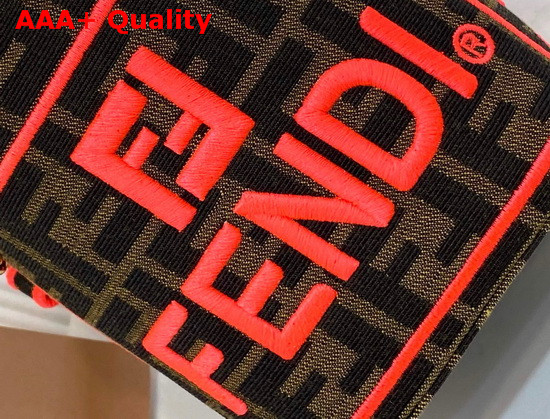 Fendi Mini Roma Amor Mon Tresor Bucket Bag Jacquard FF Logo Fabric Pink Embroidered Logo Replica