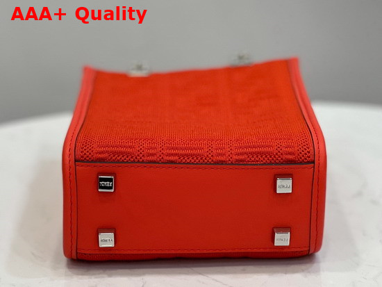 Fendi Mini Sunshine Shopper Bag Made of Red Technical Mesh with 3D Texture FF Motif and Stiff Tortoiseshell Effect Plexiglass Handles Replica