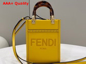 Fendi Mini Sunshine Shopper Bag in Yellow Leather Replica