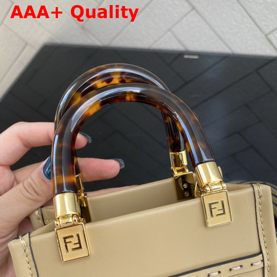 Fendi Mini Sunshine Shopper Beige Leather Mini Bag Replica