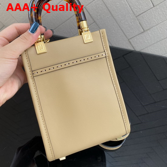 Fendi Mini Sunshine Shopper Beige Leather Mini Bag Replica