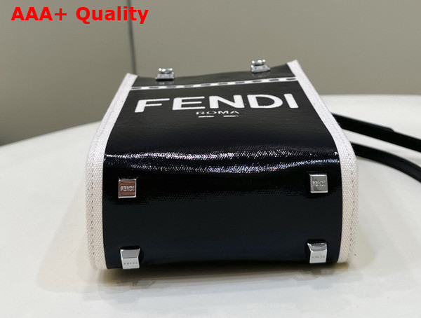 Fendi Mini Sunshine Shopper Black Patent Leather and Canvas Mini Bag Replica