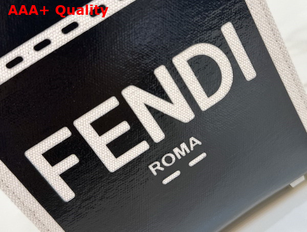 Fendi Mini Sunshine Shopper Black Patent Leather and Canvas Mini Bag Replica