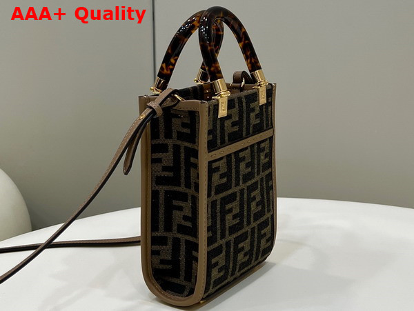 Fendi Mini Sunshine Shopper Brown FF Fabric Mini Bag Replica
