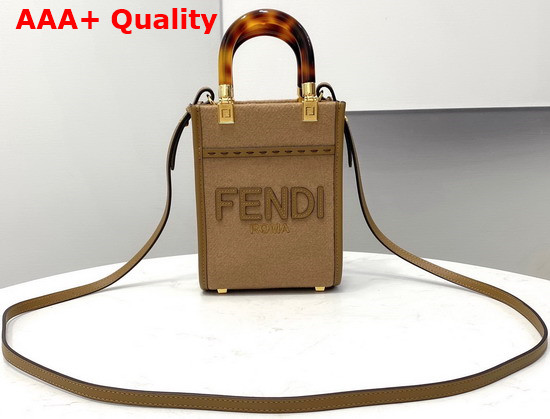 Fendi Mini Sunshine Shopper Brown Flannel Mini Bag Replica