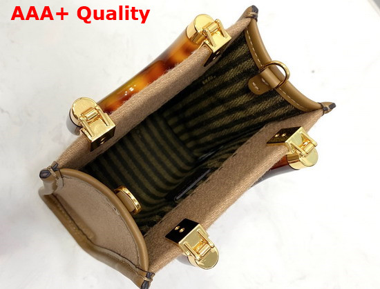 Fendi Mini Sunshine Shopper Brown Flannel Mini Bag Replica