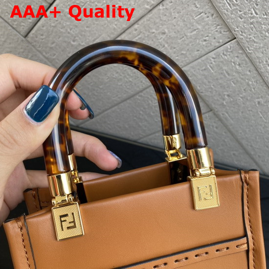 Fendi Mini Sunshine Shopper Dark Brown Leather Mini Bag Replica