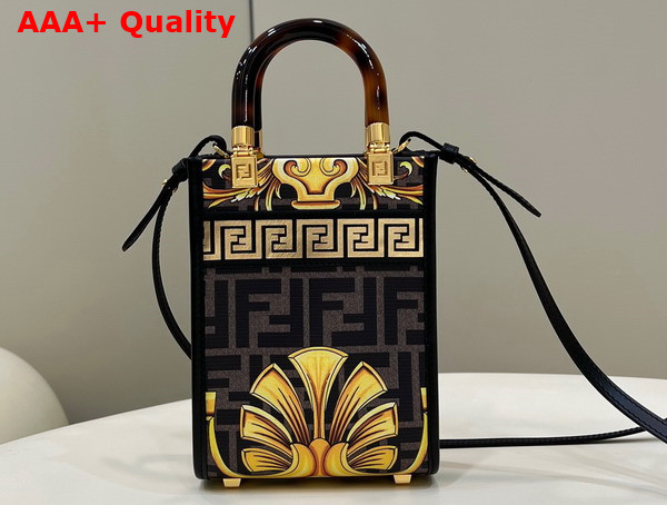 Fendi Mini Sunshine Shopper Fendace Printed FF Leather Mini Bag Multicolor Replica