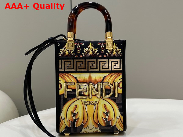 Fendi Mini Sunshine Shopper Fendace Printed FF Leather Mini Bag Multicolor Replica