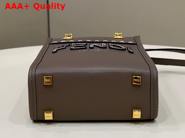 Fendi Mini Sunshine Shopper Gray Leather and Elaphe Mini Bag Replica