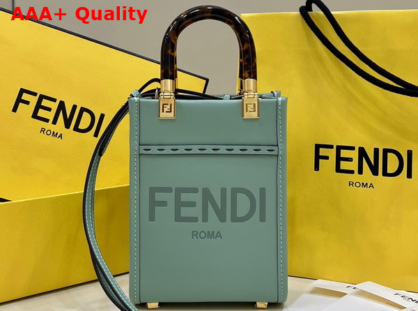 Fendi Mini Sunshine Shopper Mint Green Leather Mini Bag Replica