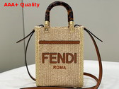 Fendi Mini Sunshine Shopper Natural Straw Mini Bag Beige Replica