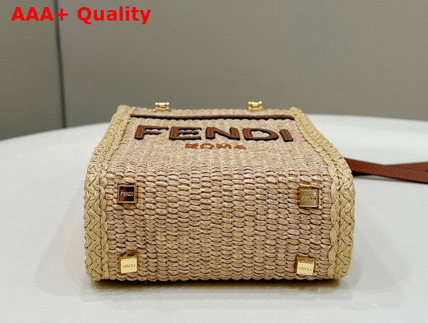 Fendi Mini Sunshine Shopper Natural Straw Mini Bag Beige Replica