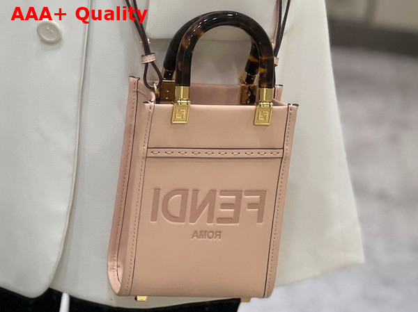 Fendi Mini Sunshine Shopper Pale Pink Leather Mini Bag Replica