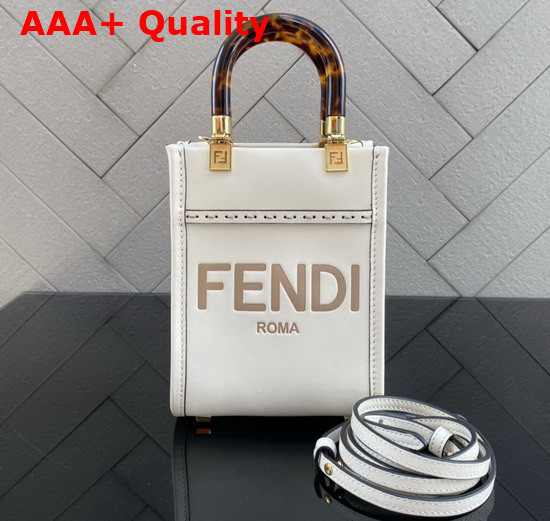 Fendi Mini Sunshine Shopper White Leather Mini Bag Replica