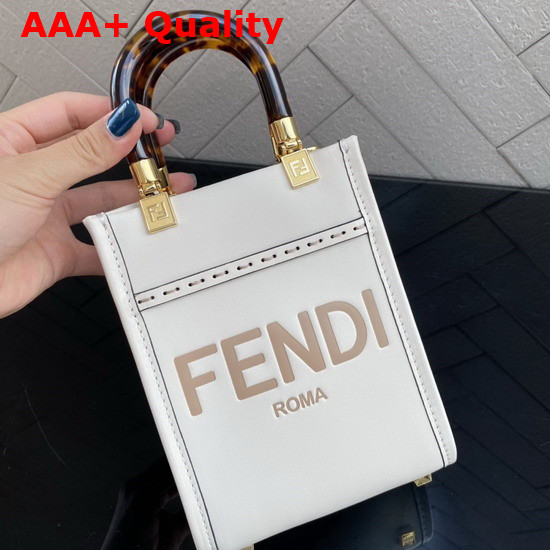 Fendi Mini Sunshine Shopper White Leather Mini Bag Replica