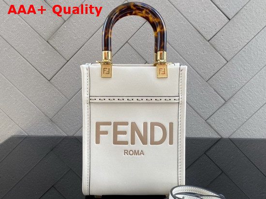 Fendi Mini Sunshine Shopper White Leather Mini Bag Replica