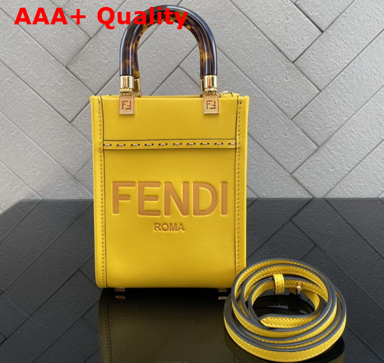 Fendi Mini Sunshine Shopper Yellow Leather Mini Bag Replica