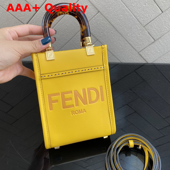 Fendi Mini Sunshine Shopper Yellow Leather Mini Bag Replica