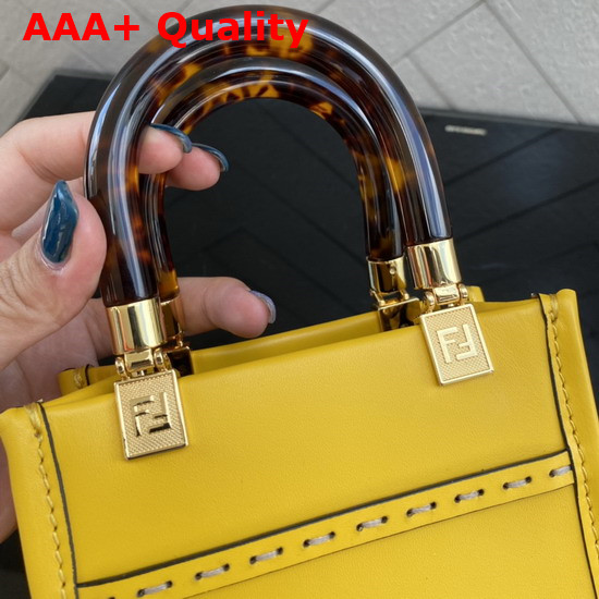 Fendi Mini Sunshine Shopper Yellow Leather Mini Bag Replica