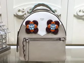 Fendi Mini backpack in Powder Grey Leather Decorated with a White Insert and Two Flowers with Napp Petals in Different Colours For Sale
