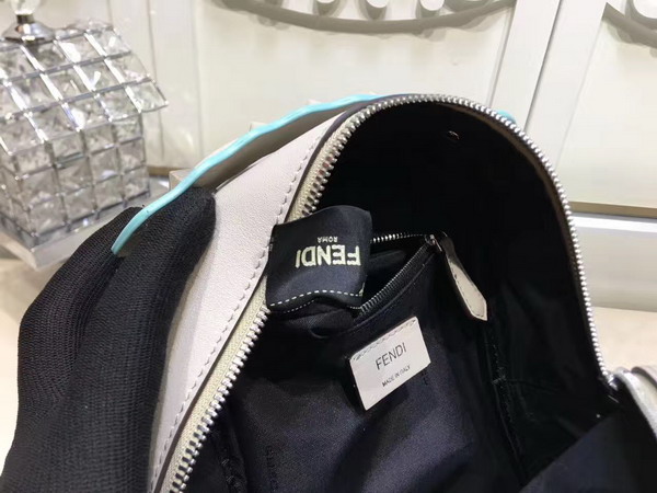 Fendi Mini backpack in Powder Grey Leather Decorated with a White Insert and Two Flowers with Napp Petals in Different Colours For Sale