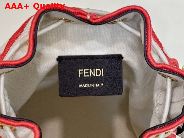 Fendi Mon Tresor Beige Canvas Mini Bag with Fendi Roma Embroidery Replica