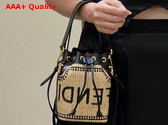 Fendi Mon Tresor Beige and Black Straw Mini Bag Replica