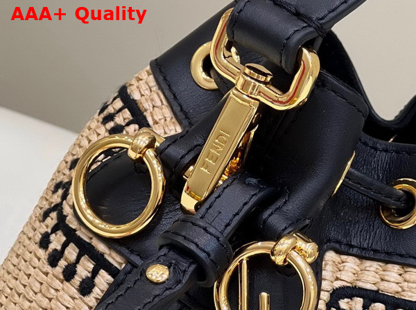 Fendi Mon Tresor Beige and Black Straw Mini Bag Replica