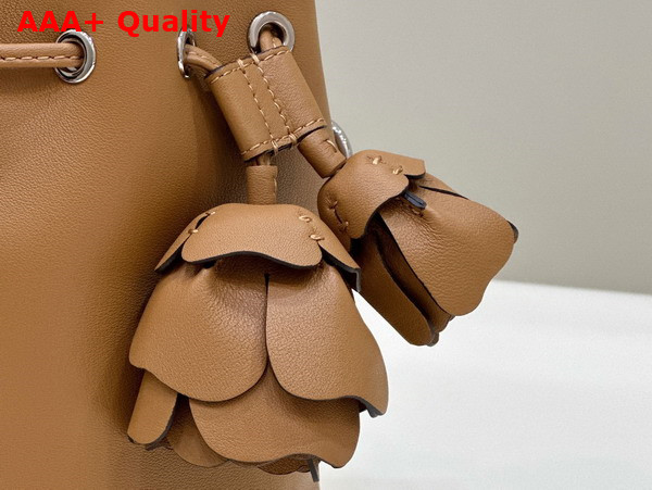 Fendi Mon Tresor Brown Leather Mini Bag with 3D Roses Replica
