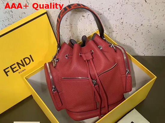 Fendi Mon Tresor Bucket Bag in Red Roman Leather Replica