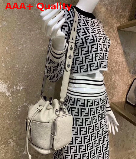 Fendi Mon Tresor Bucket Bag in White Roman Leather Replica