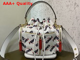 Fendi Mon Tresor Bucket Bag in White with Allover Fendi Print Replica