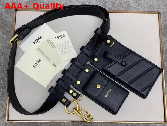 Fendi Multi Accessory Belt Bag in Black Calf Leather Replica