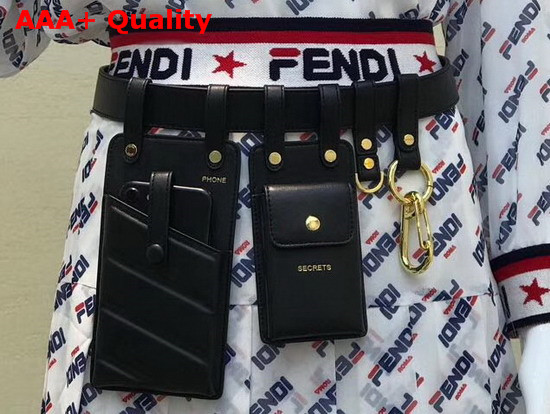 Fendi Multi Accessory Belt Bag in Black Calf Leather Replica