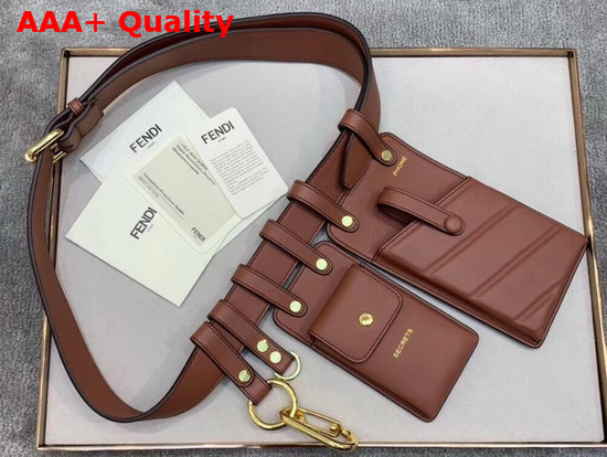 Fendi Multi Accessory Belt Bag in Brown Calf Leather Replica